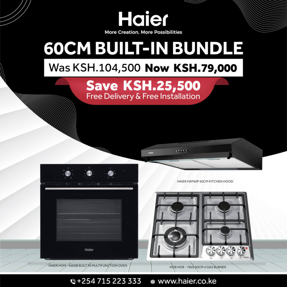 Haier 60cm Complete Built-in Bundle: 60cm Hood + 60cm 4 burner built-in Hob + 59L built-in oven